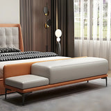 White Orange Faux Leather Upholstered Bedroom Bench Image - 4