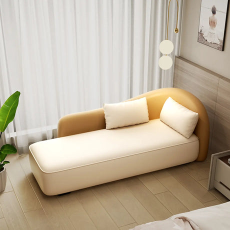 White-Orange Leather Wood Frame Right-Arm Chaise Image - 1
