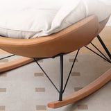 White Orange Scratch Resistant Upholstered Rocking Chair Image - 14