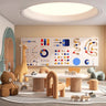 White Orange Wood Oval Toddler Play Table Chair Set Image - 3