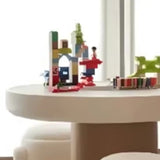 White Orange Wood Oval Toddler Play Table Chair Set Image - 4