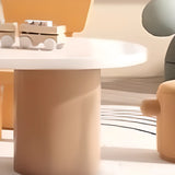White Orange Wood Oval Toddler Play Table Chair Set Image - 5