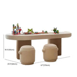 White Orange Wood Oval Toddler Play Table Chair Set #size