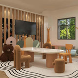 White Oval Toddler Activity Table Chair Stool Set Image - 1
