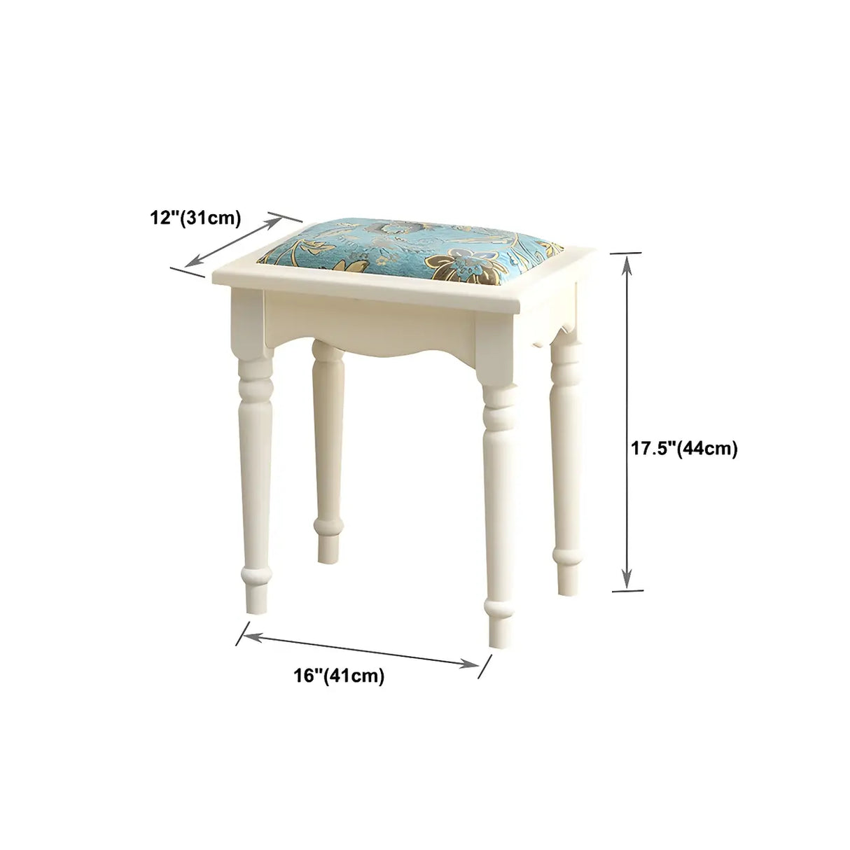 White Pine Wood Makeup Vanity with Drawers and Stools Image - 16