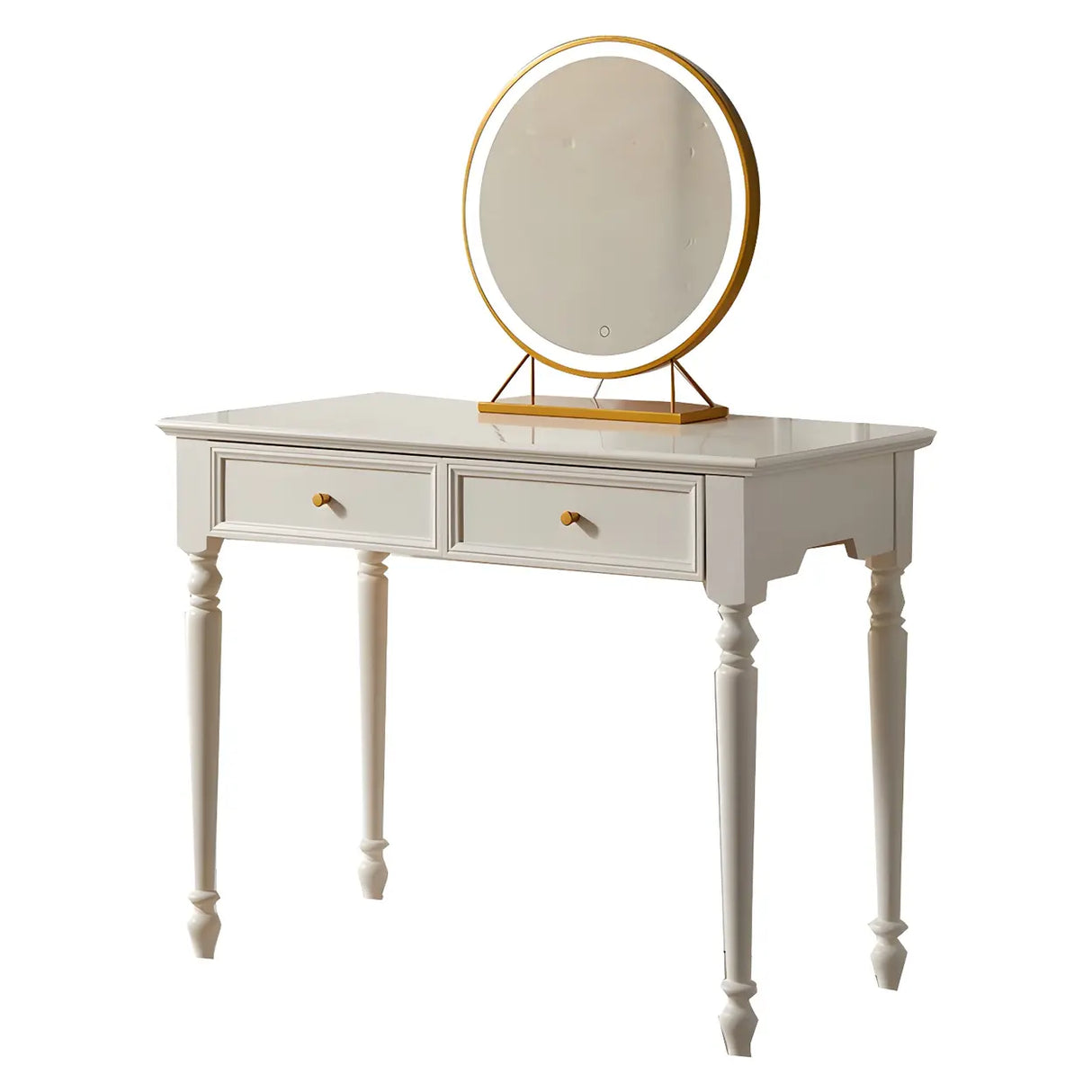 White Pine Wood Makeup Vanity with Drawers and Stools Image - 5