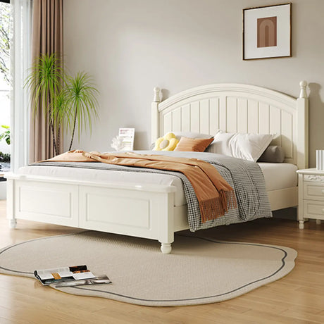 White Queen Arch Headboard Wood Drawers Storage Bed Image - 1