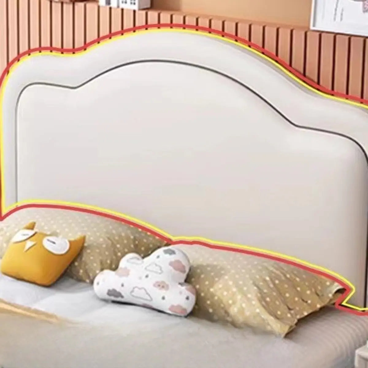 White Queen Curved Upholstered Headboard Panel Bed Image - 5
