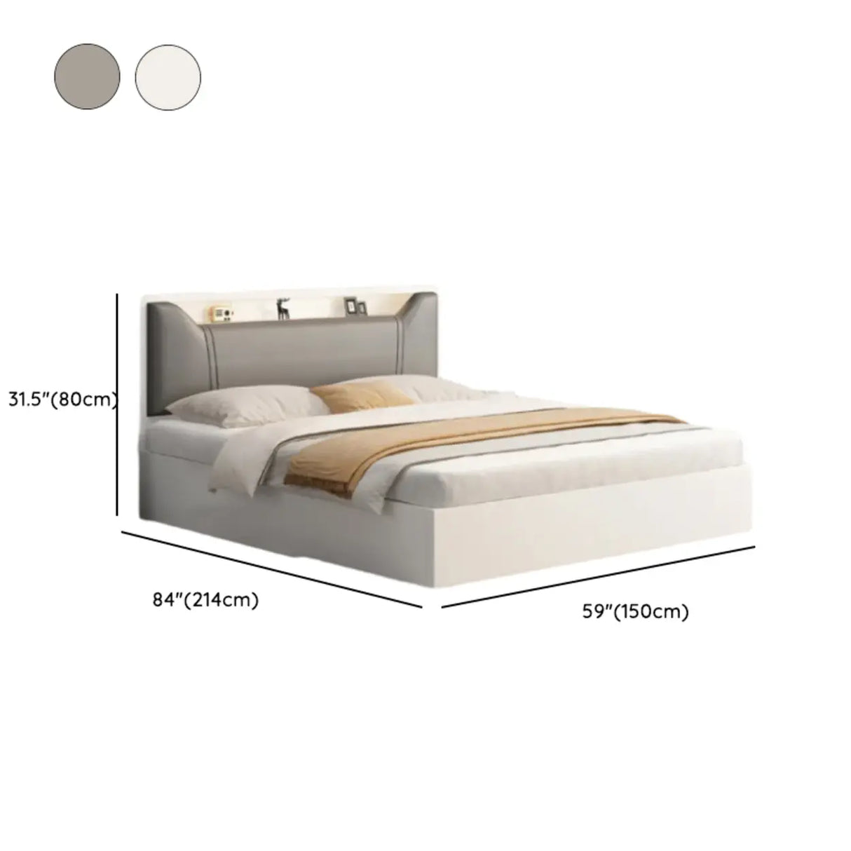 White Queen Engineered Wood Storage Panel Bed with Shelves Image - 10