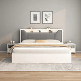 White Queen Engineered Wood Storage Panel Bed with Shelves Image - 4