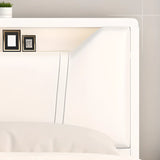 White Queen Engineered Wood Storage Panel Bed with Shelves Image - 7