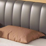 White Queen Headboard Light Wood Upholstered Panel Bed Image - 13