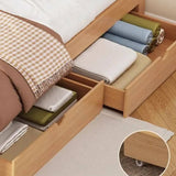 White Queen Headboard Light Wood Upholstered Panel Bed Image - 14