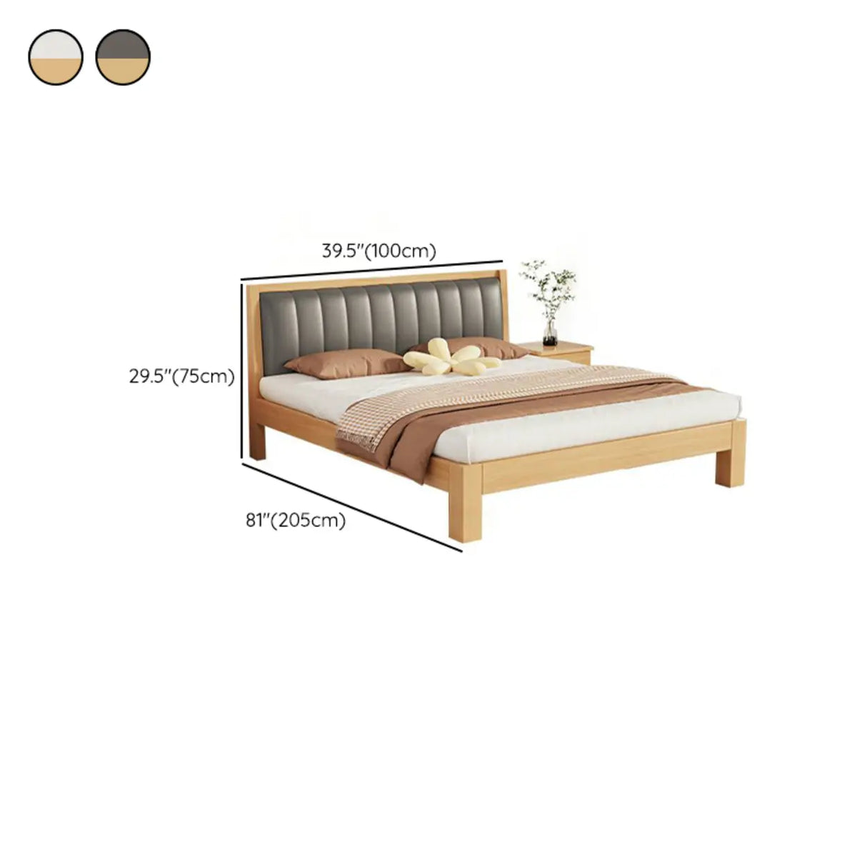 White Queen Headboard Light Wood Upholstered Panel Bed Image - 18
