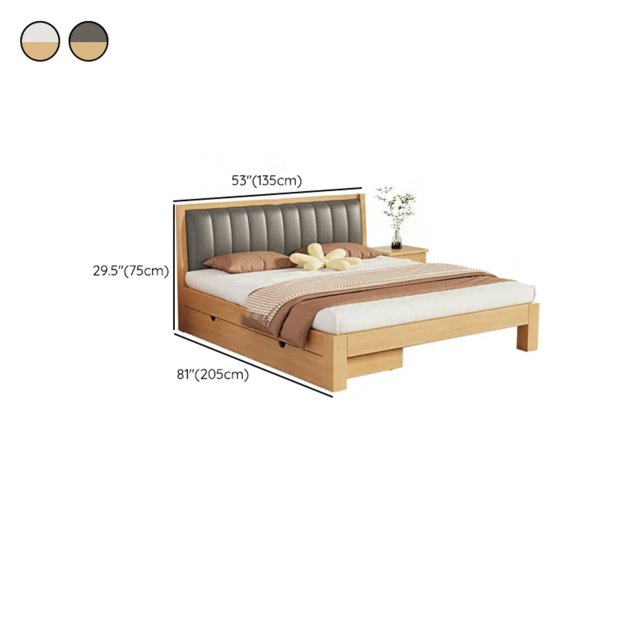 White Queen Headboard Light Wood Upholstered Panel Bed Image - 27