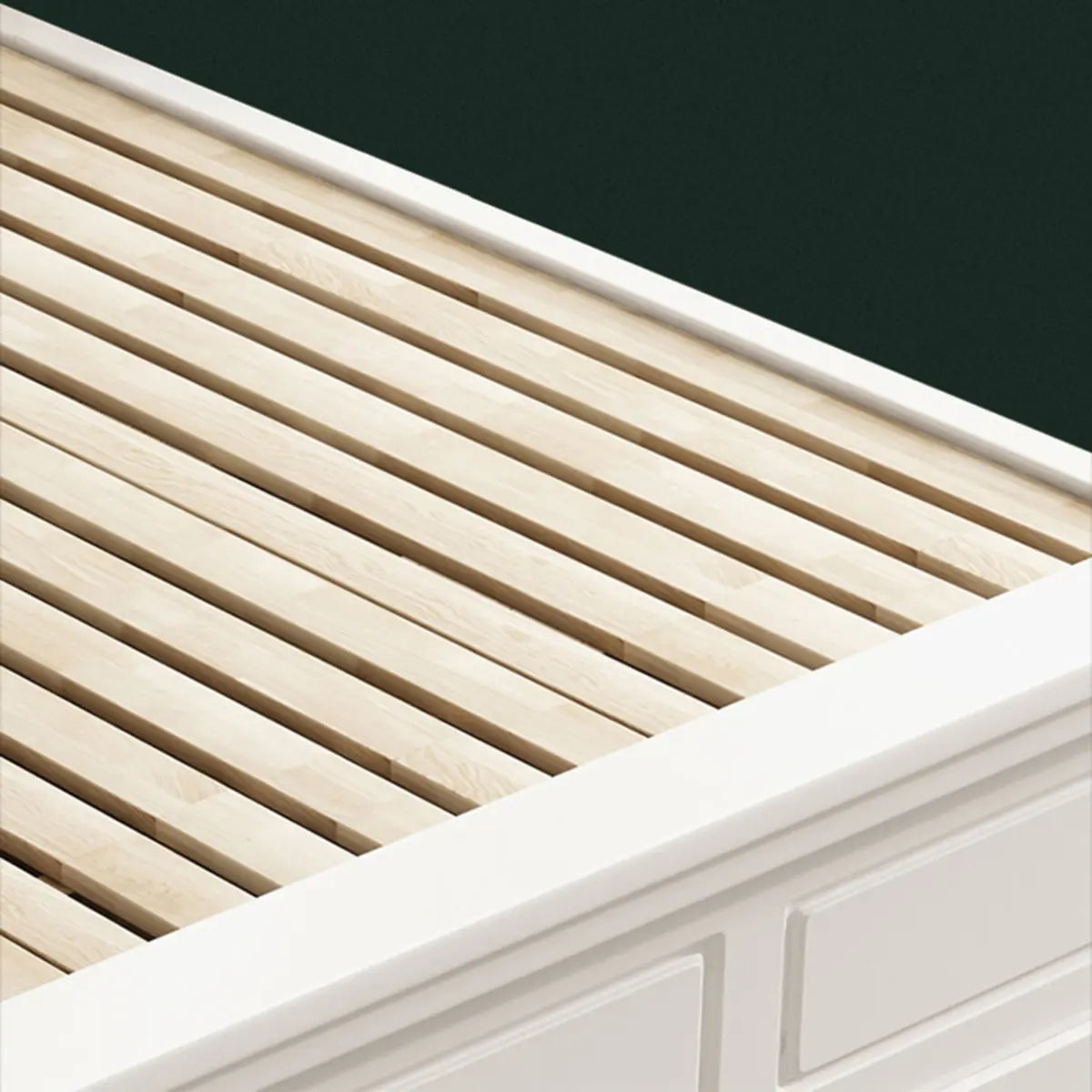 White Queen Headboard Solid Wood Storage Bed with Drawers Image - 12