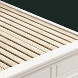 White Queen Headboard Solid Wood Storage Bed with Drawers Image - 12