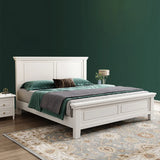 White Queen Headboard Solid Wood Storage Bed with Drawers Image - 13