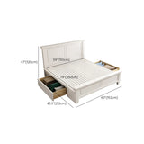 White Queen Headboard Solid Wood Storage Bed with Drawers Image - 17
