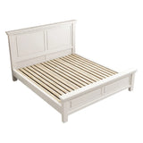 White Queen Headboard Solid Wood Storage Bed with Drawers Image - 2
