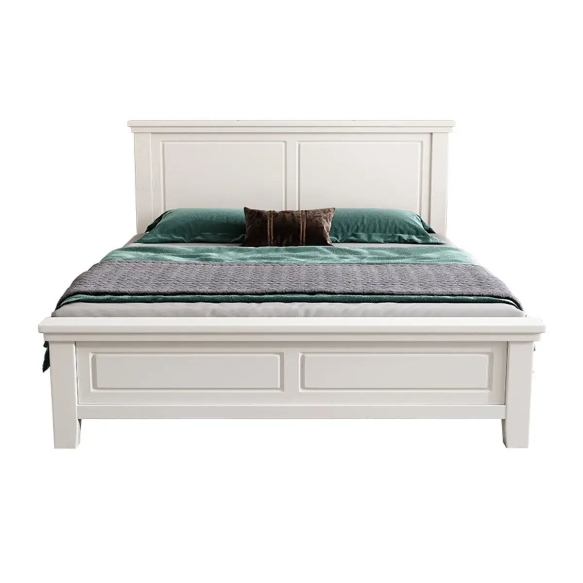 White Queen Headboard Solid Wood Storage Bed with Drawers Image - 8