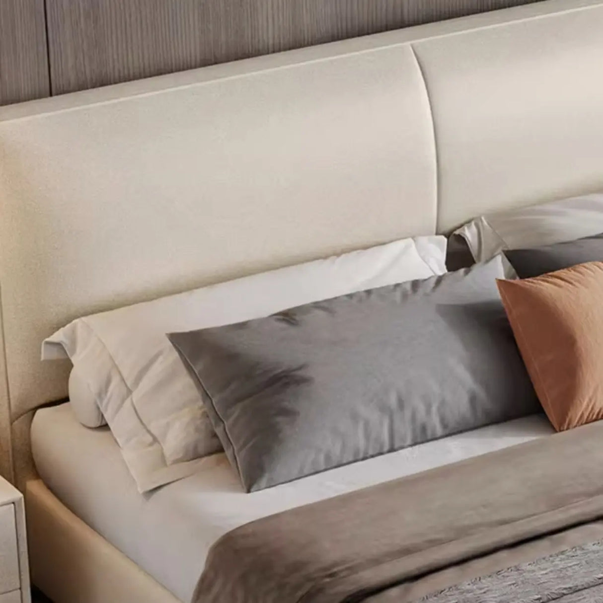 White Queen Leather Headboard Storage Bed with Drawers Image - 10