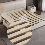 White Queen Leather Headboard Storage Bed with Drawers Image - 11