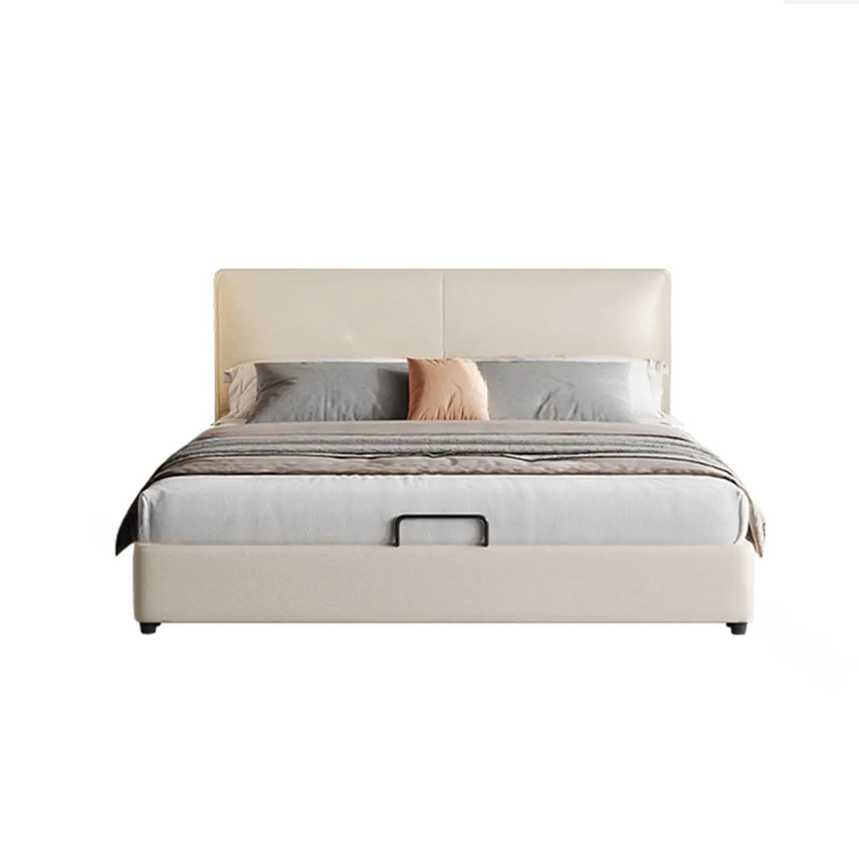 White Queen Leather Headboard Storage Bed with Drawers Image - 2