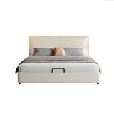 White Queen Leather Headboard Storage Bed with Drawers Image - 2