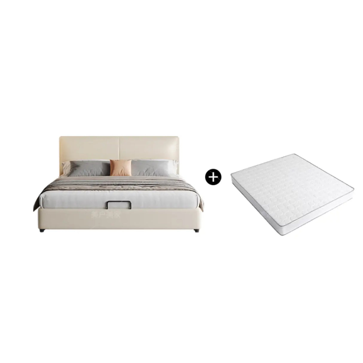 White Queen Leather Headboard Storage Bed with Drawers Image - 3