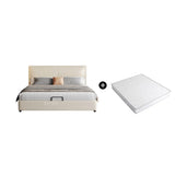 White Queen Leather Headboard Storage Bed with Drawers Image - 3