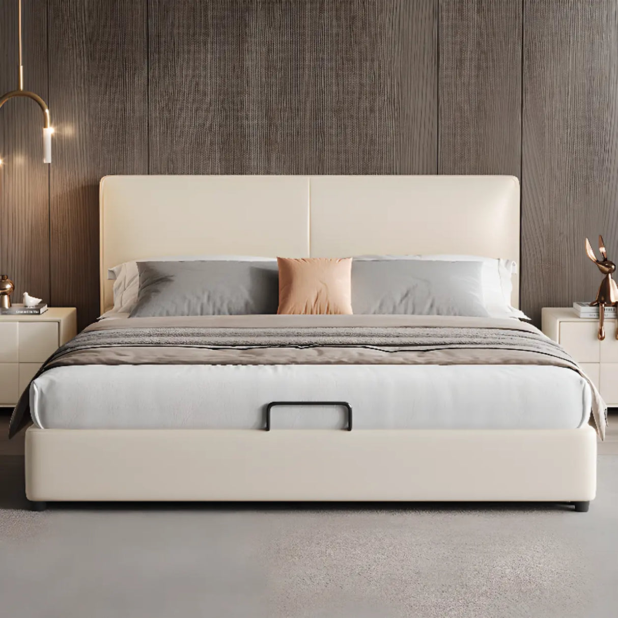 White Queen Leather Headboard Storage Bed with Drawers Image - 4