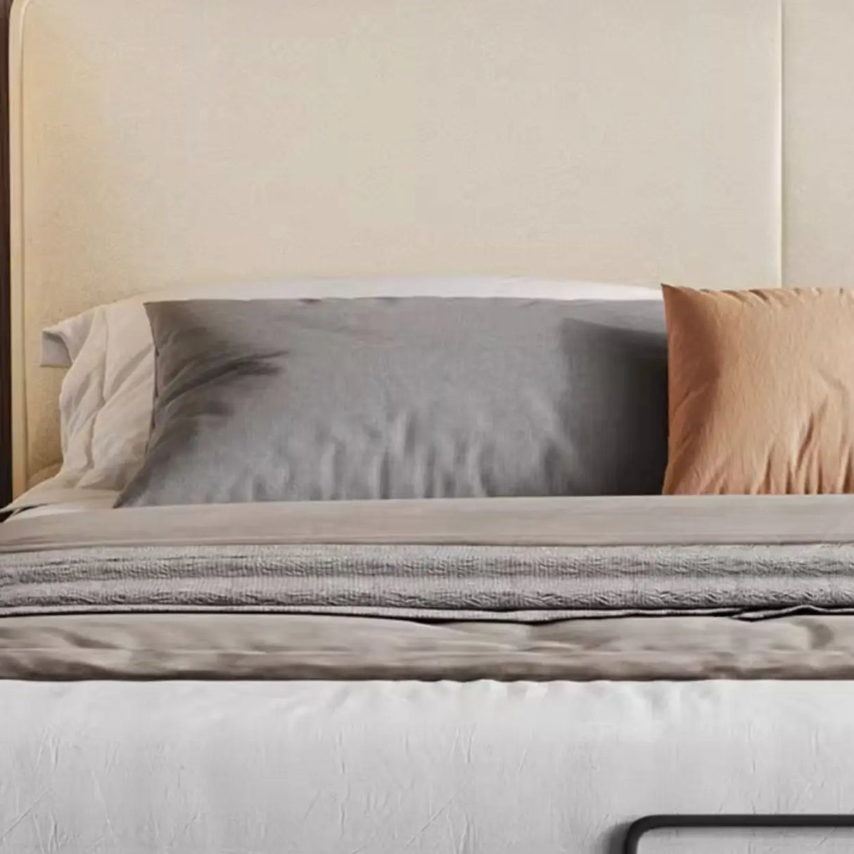 White Queen Leather Headboard Storage Bed with Drawers Image - 7