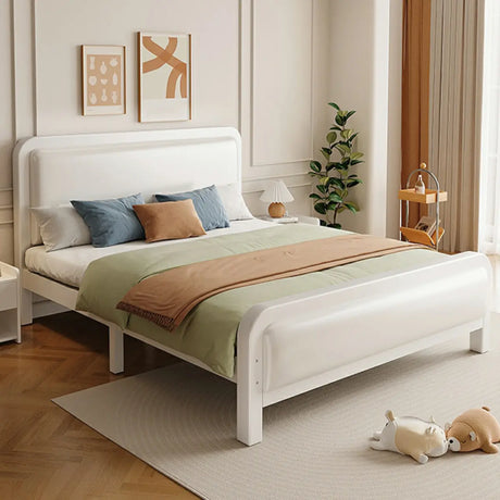 White Queen Low Clearance Headboard Panel Bed Frame Image - 1