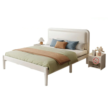 White Queen Low Clearance Headboard Panel Bed Frame Image - 2