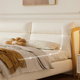 White Queen Modern Faux Leather Panel Bed with Headboard Image - 10