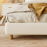 White Queen Modern Faux Leather Panel Bed with Headboard Image - 9
