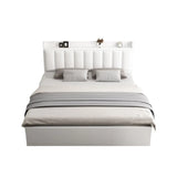 White Queen Panel Upholstered Storage Bed with Shelves Image - 1