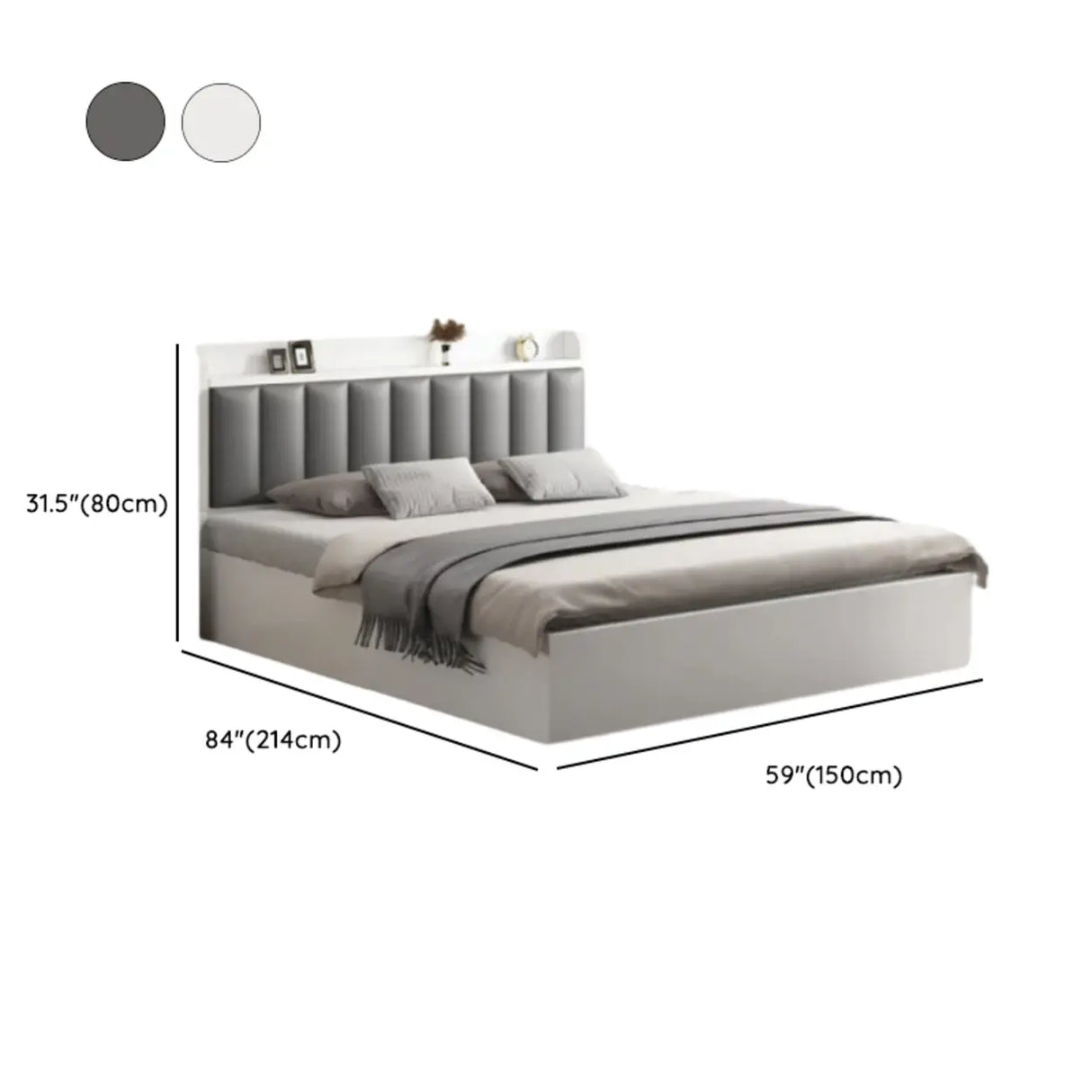 White Queen Panel Upholstered Storage Bed with Shelves Image - 10