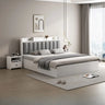 White Queen Panel Upholstered Storage Bed with Shelves Image - 4