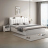 White Queen Panel Upholstered Storage Bed with Shelves Image - 5