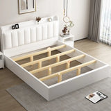 White Queen Panel Upholstered Storage Bed with Shelves Image - 8