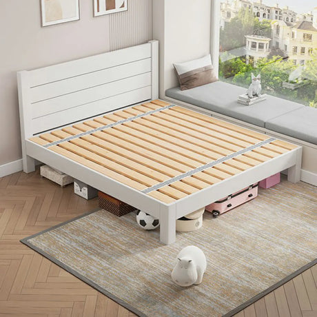 White Queen Panel Wood Multifunctional Hedaboard Bed Image - 1