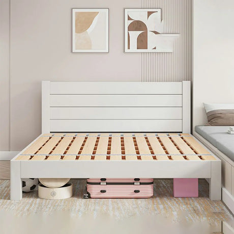 White Queen Panel Wood Multifunctional Hedaboard Bed Image - 2