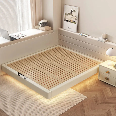 White Queen Platform Faux Leather Storage Included Bed Image - 1