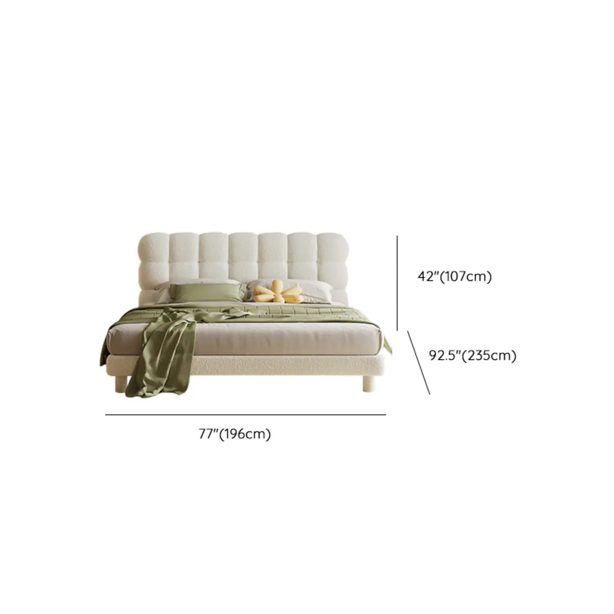 White Queen Platform Upholstered Solid Color Panel Bed Image - 10