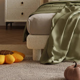 White Queen Platform Upholstered Solid Color Panel Bed Image - 8