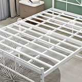 White Queen Rectangular Metal Frame Bed with Headboard Image - 9