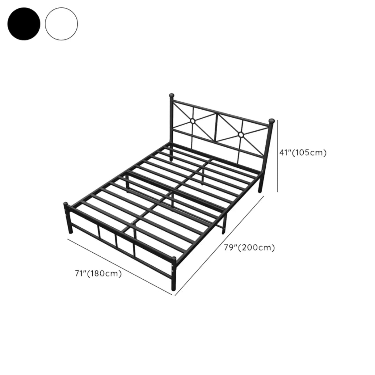 White Queen Rectangular Metal Frame Bed with Headboard Image - 17