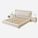 White Queen Upholstered Leather Comfort Storage Bed Image - 13